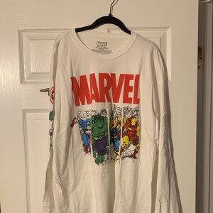 Marvel White Long Sleeve Tee with Colorful Characters